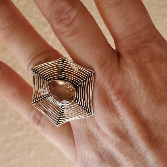 New Morganite Spiderweb 925 Silver Ring. - Picture 6 of 11